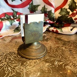 Vtg brass pedestal matchbox holder, tabletop, guc